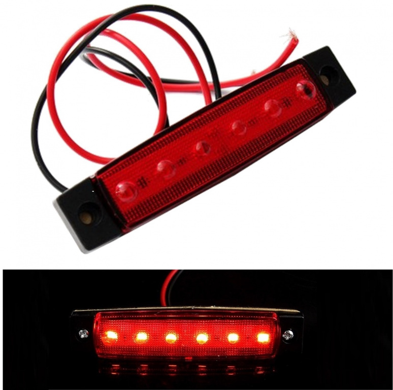 Lampa Laterala 6 Led-uri 14 x 51 12V Lumina Rosie 271216-1