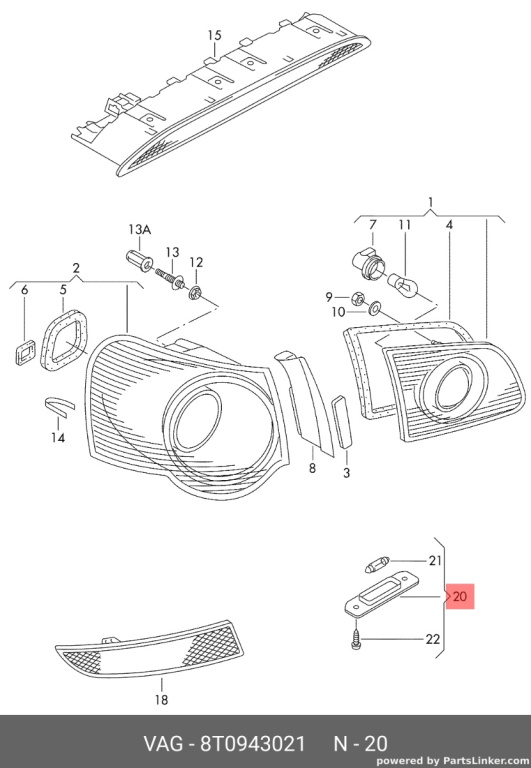 Lampa numar Audi A4 B8 2.7 TDI CGK OEM 8T0943021