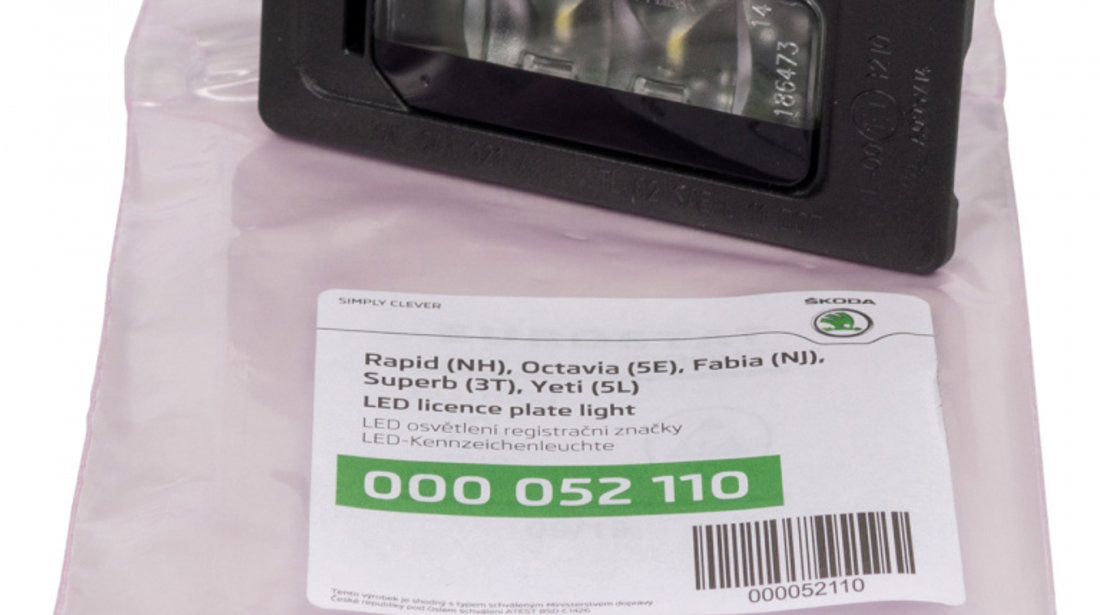 Lampa Numar Inmatriculare Led Oe Skoda Rapid 2012-2015 000052110