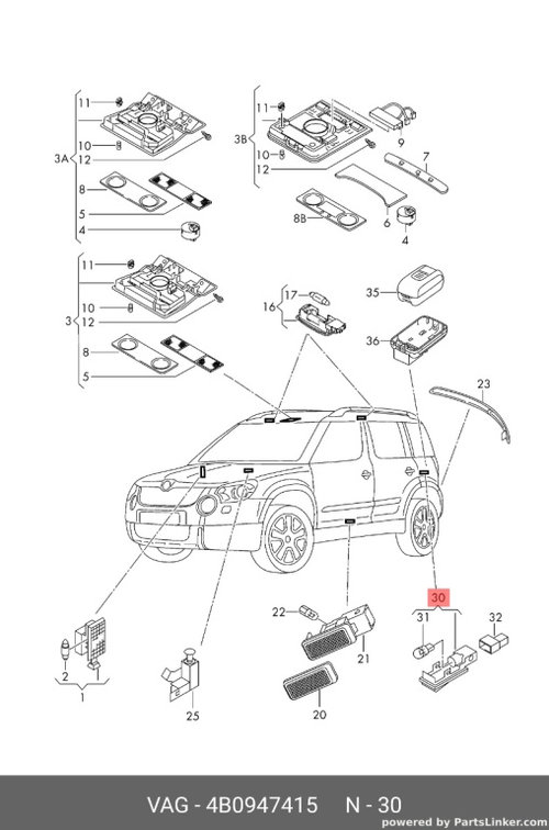 Lampa panou usa Audi A4 B8 (8K) Avant 2011 2.0 TDI OEM 4B0947415B
