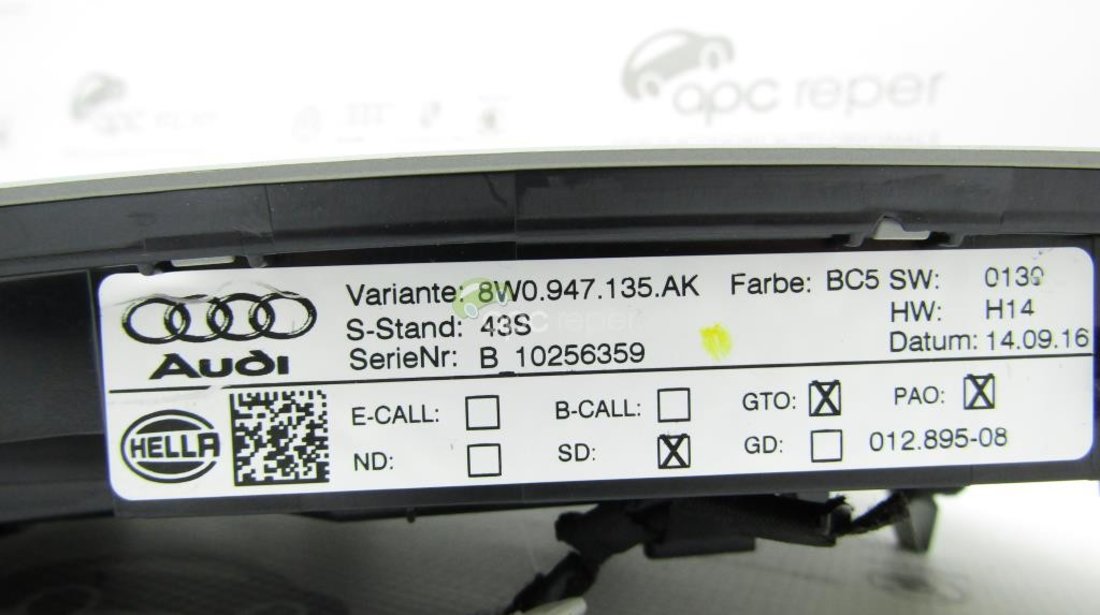 Lampa plafoniera centrala Audi A4 8W - Cod: 8W0947135AK