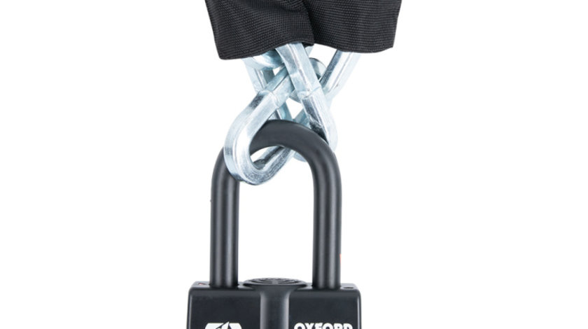 Lant Antifurt Cu Alarma Moto Oxford Boss Alarm 16mm Chain Lock 12 mmx 1,2m Otel Negru LK480