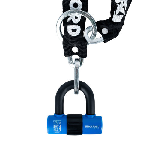 Lant Antifurt Moto Oxford Chain 8 Chain Lock & Mini Shackle 8mm x 1000mm Otel Negru LK182