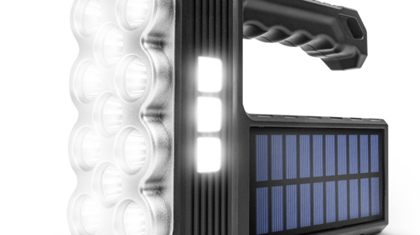 Lanternă solară LED COB - cu funcție de lumină de lucru - 1200 mAh - MicroUSB - 1000 lumeni - IP55 18581