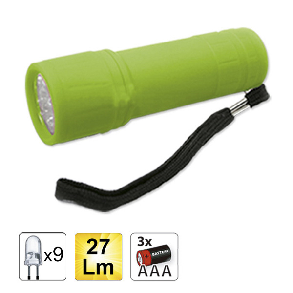Lanterna De Plastic Cu 9 Leduri. Verde Jbm 52555