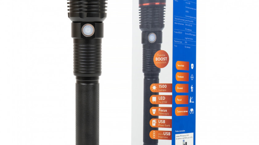 LANTERNA PNI ADVENTURE F450, LED 20 W, 1500 LM, IPX5, ACUMULATOR 4400 mAh