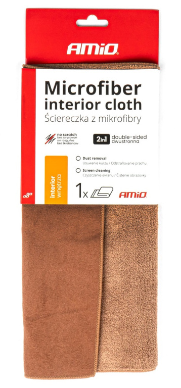 Laveta Microfibra 2 In 1 Pentru Curatare Interior Auto Amio 30x30cm 500gsm 03982