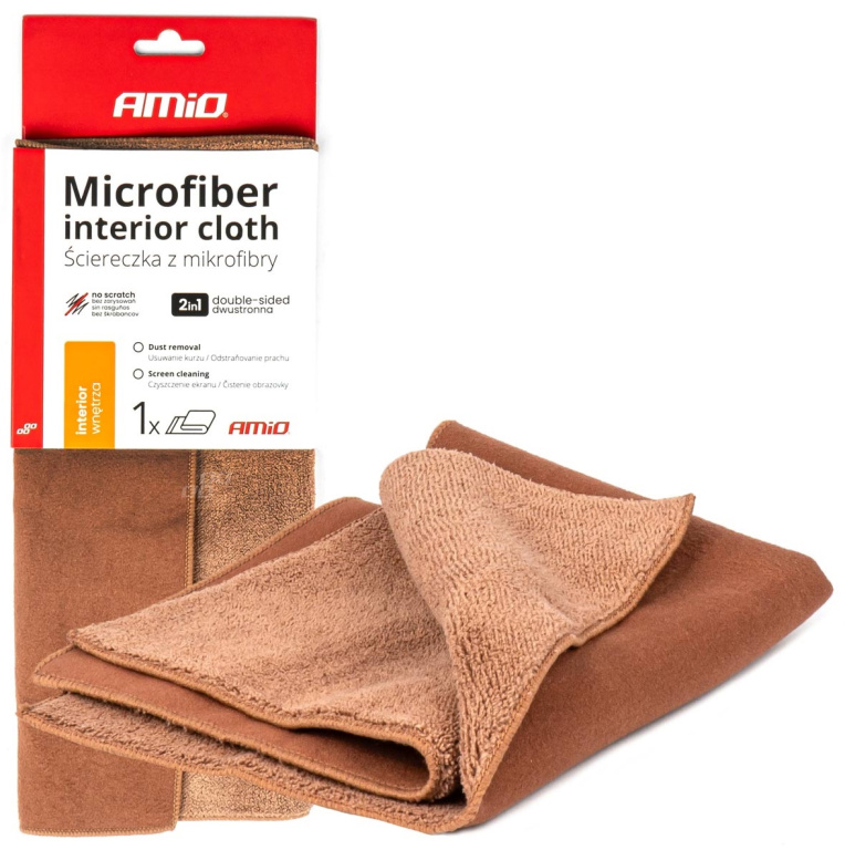 Laveta Microfibra 2 In 1 Pentru Curatare Interior Auto Amio 30x30cm 500gsm 03982