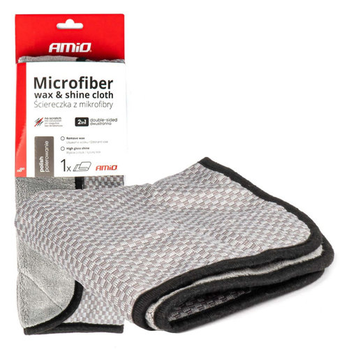 Laveta Microfibra 2 In 1 Pentru Lustruirea Si Stralucirea Masinii Amio 40x40mm 600gsm Gri 03976
