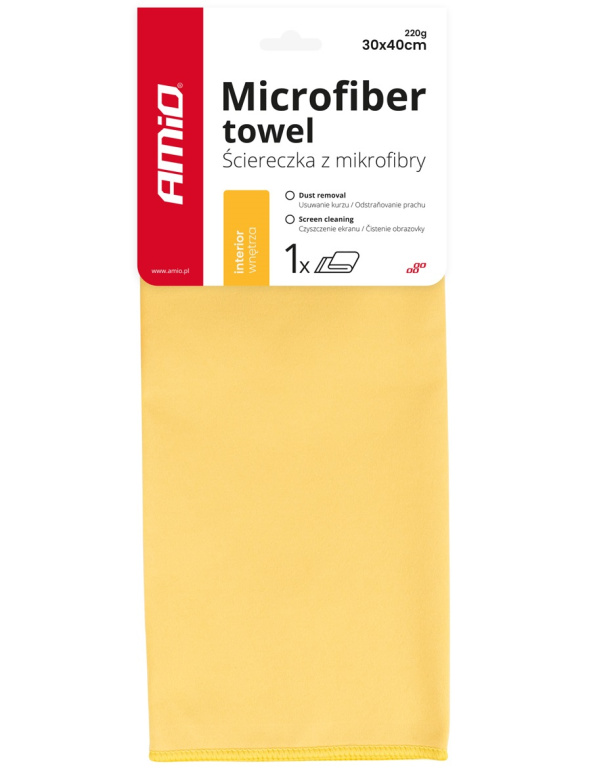 Laveta Microfibra Interior Auto Amio 30x40cm 220gsm Galben 03744