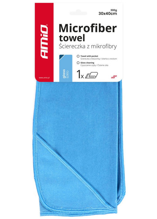 Laveta Microfibra Pentru Curatat Sticla, Geam, Oglinzi Amio 30x40cm 300gsm Albastru 03731