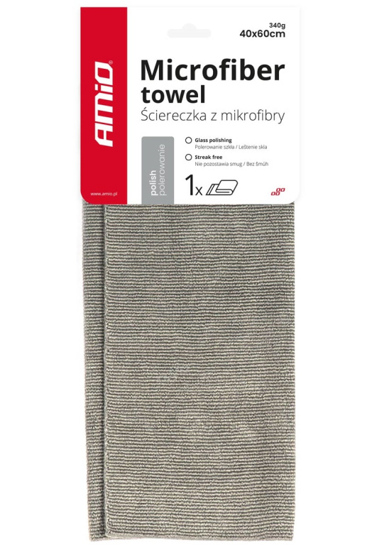 Laveta Microfibra Pentru Curatat Sticla, Geam, Oglinzi Amio 60x40cm 340gsm Gri 03743