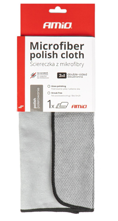 Laveta Microfibra Pentru Lustruit Auto 2In1 Amio 30x40mm 230gsm 03975