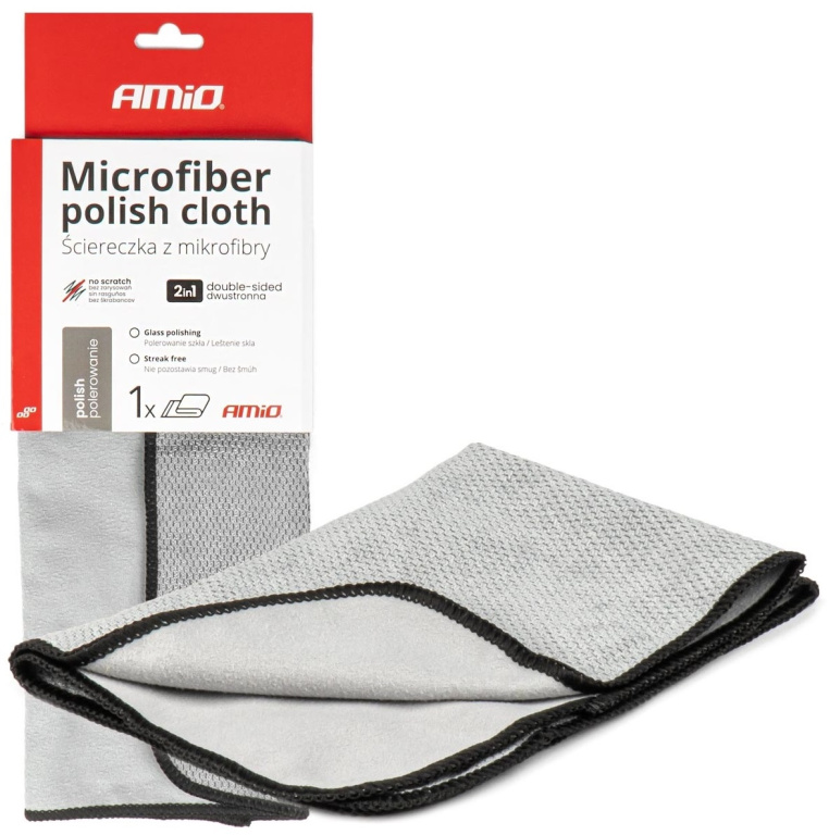 Laveta Microfibra Pentru Lustruit Auto 2In1 Amio 30x40mm 230gsm 03975