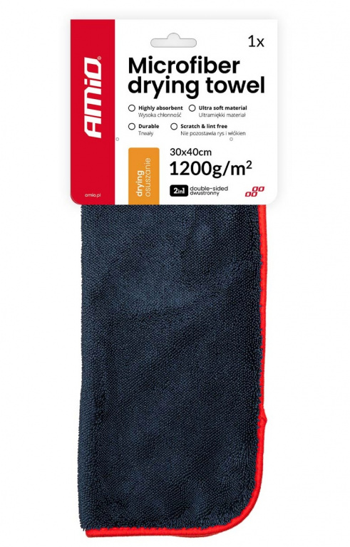 Laveta Prosop Uscare Auto Cu Doua Fete Amio 30x40cm 1200gsm 04491