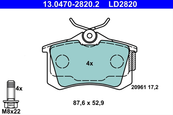 Ld2820 Set Placute Frana - Ate Ceramic Peugeot 13.0470-2820.2