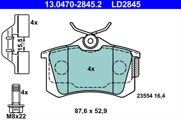 Ld2845 Set Placute Frana Ate Ceramic Renault 13.0470-2845.2