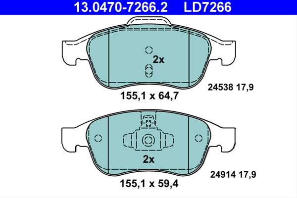 Ld7266 Set Placute Frana Ate Ceramic Renault 13.0470-7266.2
