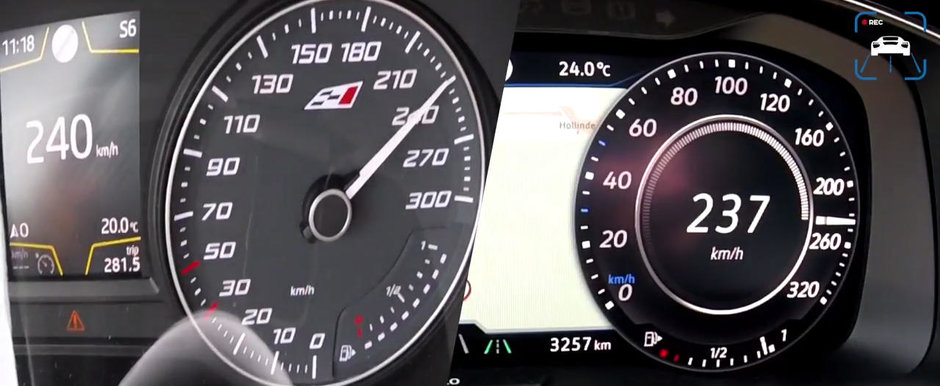 Le-au scos pe autostrada ca sa vada care-i mai rapida. Test comparativ intre VW Golf R si SEAT Leon Cupra 300 Le-au scos pe autostrada ca sa vada care-i mai rapida. Test comparativ intre VW Golf R si SEAT Leon Cupra 300