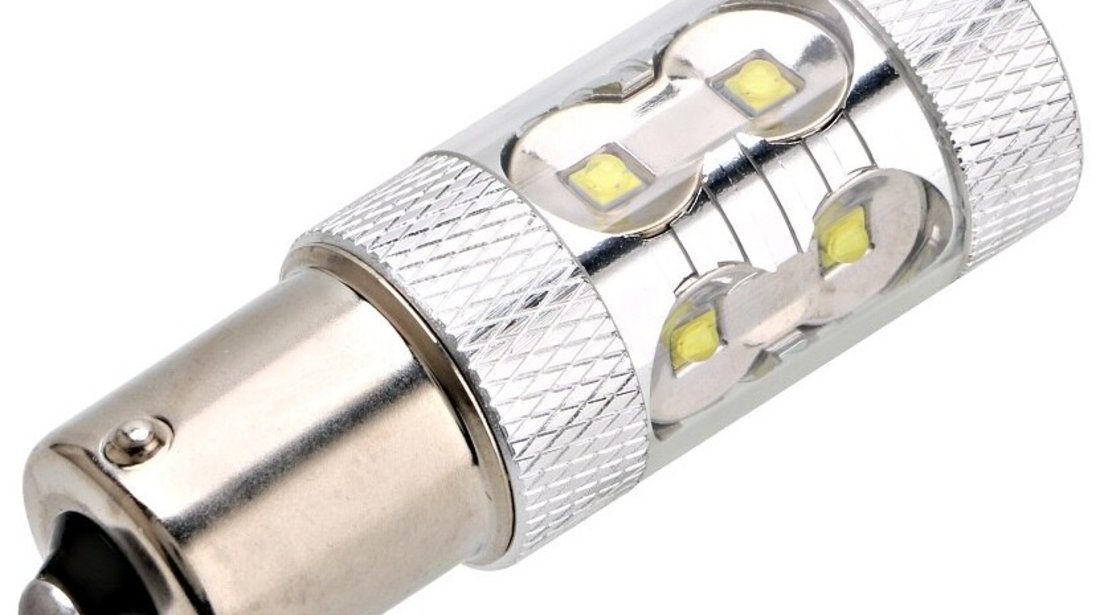 Led Auto Alb Canbus BA15S 50W, 12V - 24V Cu Leduri CREE BTLE1120C-BA15S-ALB 818716