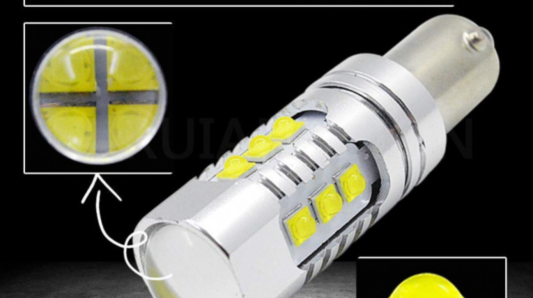 Led Auto Alb H21W / BAY9S Canbus 80W 12-24V Leduri CREE - BTLE1116C-BAY9S-WHITE 826029