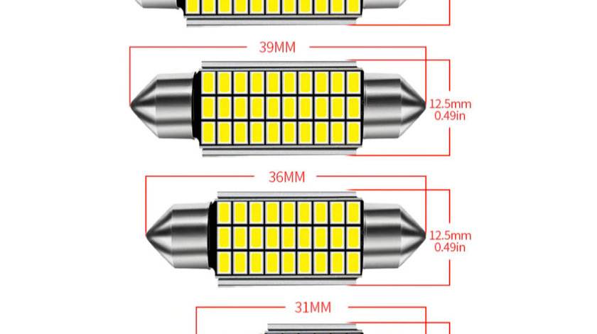 Led Auto Plafoniera Numar Canbus C5W C10W 6000K