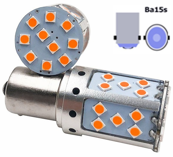 Led BA15S 12V 35 SMD Super Canbus Galben