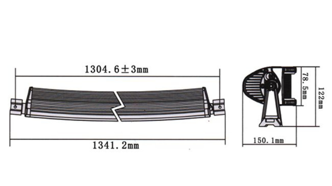 Led Bar 4D Curbat 288W/12V-24V 24480 Lumeni 50&quot;/127CM Combo Beam 12/60 Grade 889893