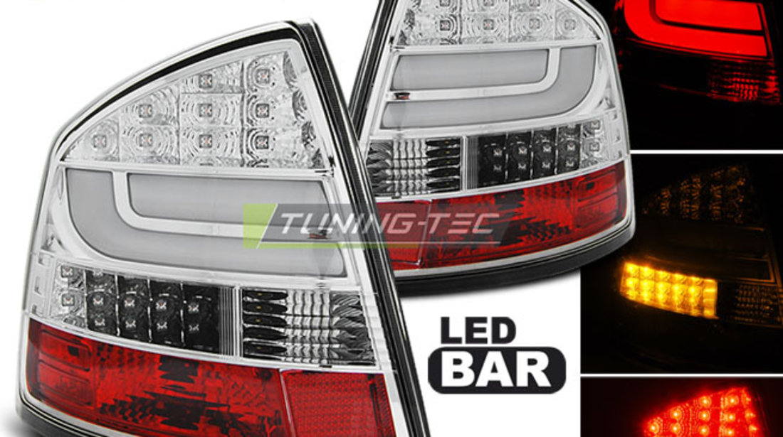 LED BAR Lampi Spate Stopuri Crom look compatibila SKODA OCTAVIA II SEDAN 04-12