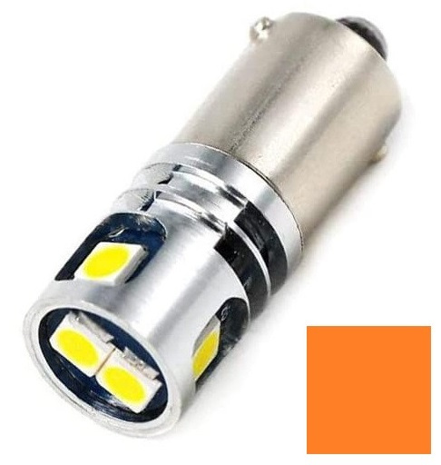Led BAY9S 12V / 24V 5 SMD 3030 H21W Canbus Portocaliu BAY9S-5SMD-3030-AMBER 408012