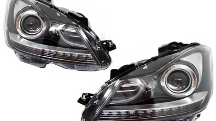 LED DRL Faruri Bi-Xenon compatibil cu Mercedes C-Class W204 Facelift (2011-2014) HLMBW204FX
