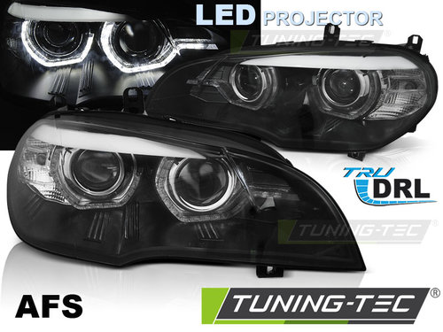 LED Faruri ANGEL EYES LED DRL BLACK AFS compatibila BMW X5 E70 07-13 (XENON OEM)