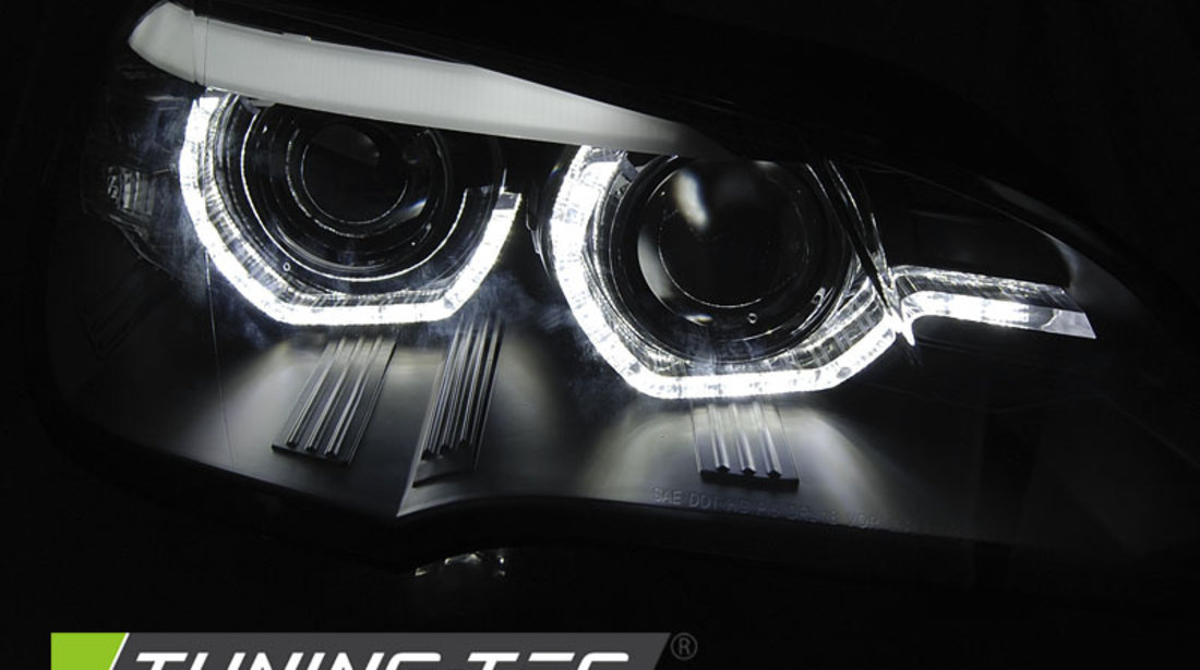 LED Faruri ANGEL EYES LED DRL BLACK AFS compatibila BMW X5 E70 07-13 (XENON OEM)