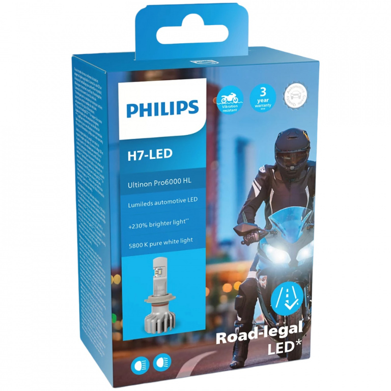 Led Moto Philips H7 12V 15W PX26d Ultinon Pro6000 Alb 5800K Omologat RAR 11972U6000X1