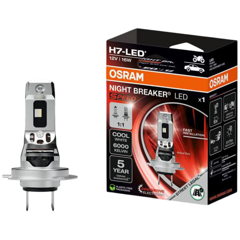 Led Osram H7 12V 16W 1550Lm Night Breaker Led Speed Alb 6000K 64210DWNBSP-1HB