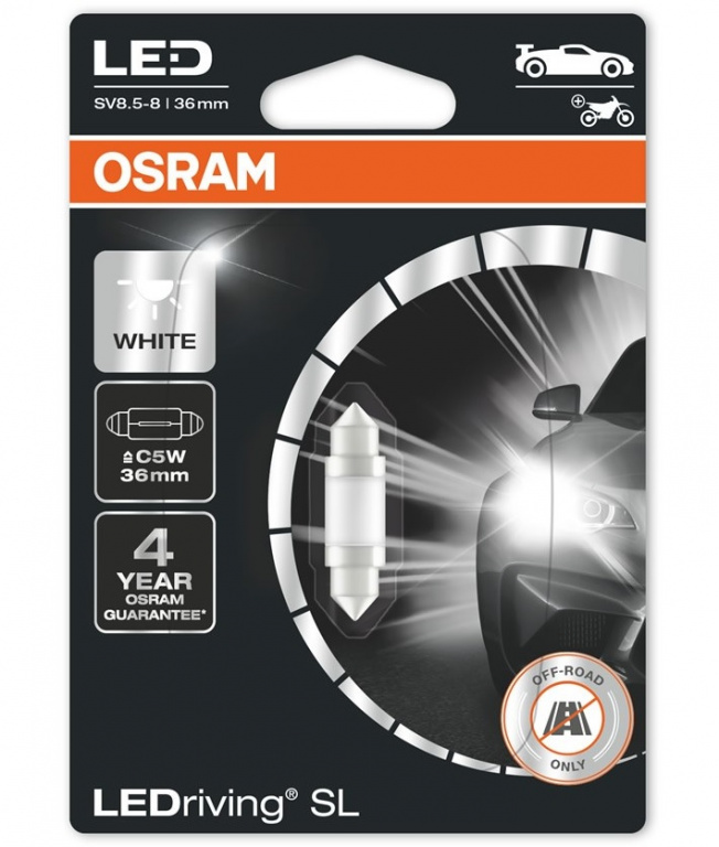Led Osram Sofit 12V C5W 0,5W SV8,5-8 Alb 6000K 31mm LEDriving SL 6418DWP-01B