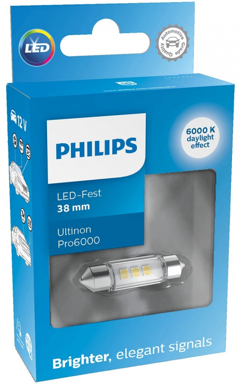 Led Philips Sofit 12V 1W Ultinon Pro6000 Alb 6000K 38mm 11854CU60X1