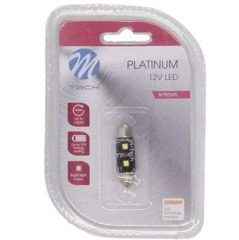 Led Platinum M-Tech Sofit 12V 2 SMD C5W SV8,5 Canbus Alb 6000K 36mm TULB813W-01B