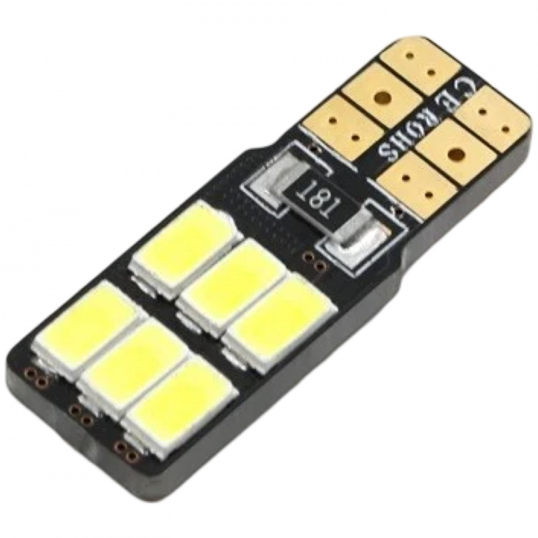 Led T10 12V 6 SMD 5730 Canbus O Parte Alb 6000K BTLEC007