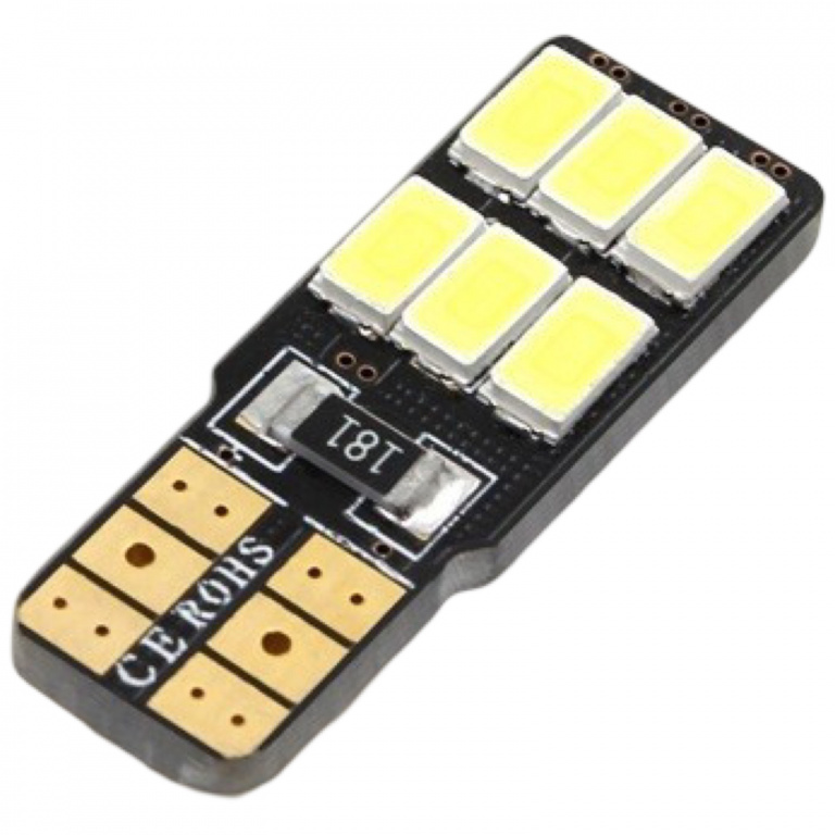 Led T10 12V 6 SMD 5730 Canbus O Parte Alb 6000K BTLEC007