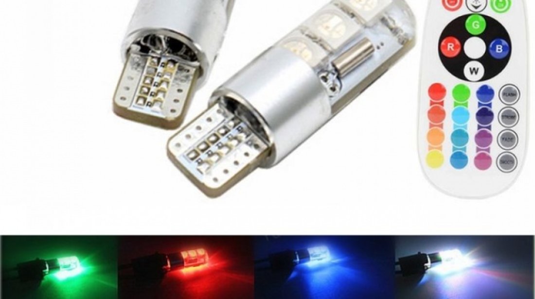 Led T10 6 SMD Multicolor RGB Cu Telecomanda T10RGBLUX