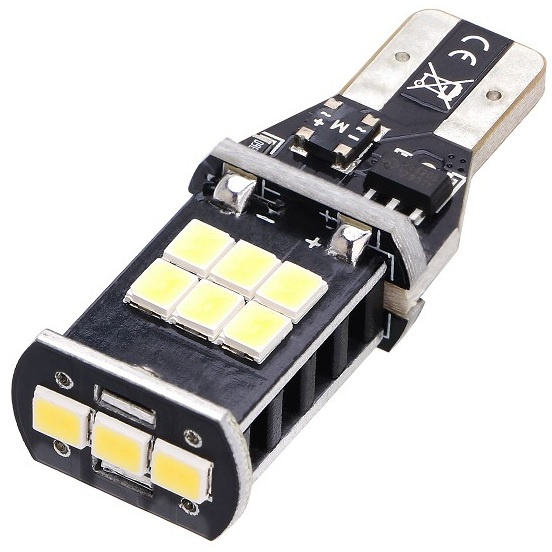 Led T15 12V 15 SMD 2835 W16W Canbus Fara Polaritate Alb 6000K BTLE1212-ALB 234006
