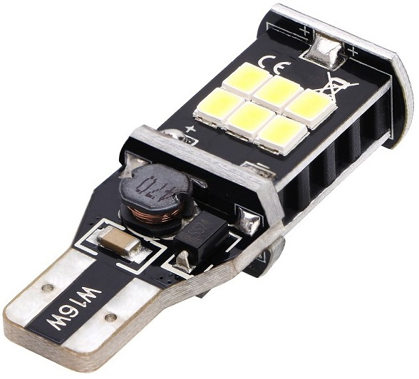 Led T15 12V 15 SMD 2835 W16W Canbus Fara Polaritate Alb 6000K BTLE1212-ALB 234006