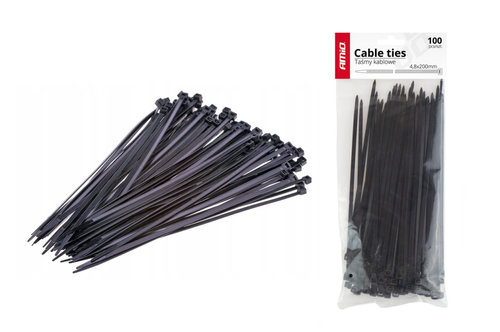 Legături De Cablu Negre 3,6x150mm - 100 Buc Amio 02153
