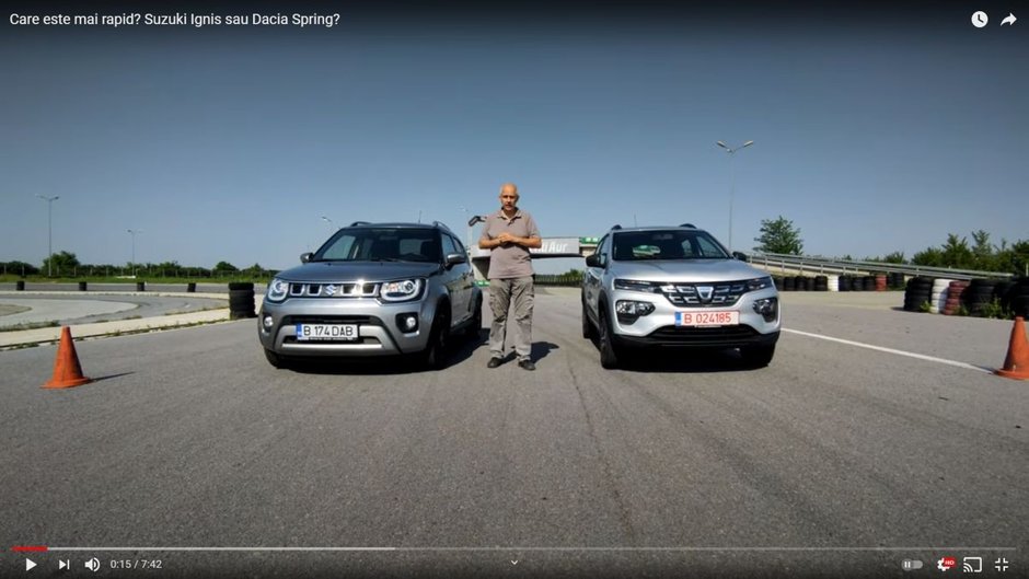 Liniuță Dacia Spring vs Suzuki Ignis. Care este mai rapid? (Video)