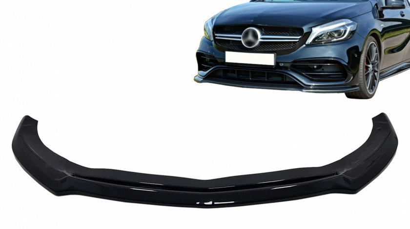 Lip Bara Fata compatibil cu Mercedes A-Class W176 AMG Facelift (2015-2018) Negru Lucios FBLMBW176A