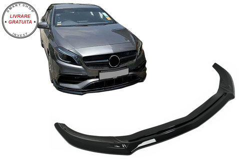 Lip Bara Fata Mercedes A-Class W176 AMG Facelift (2015-2018) Negru Lucios- livrare gratuita