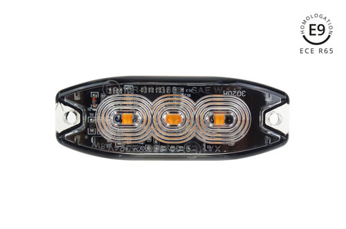Lumină Bliț Subțire Ambră Pentru Grătar 3x3w Led R65 R10 12/24v Ip67 Amio 02297