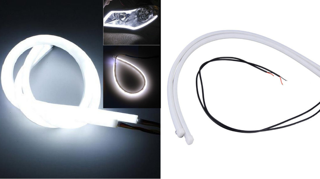 Lumini de zi DRL banda, tub neon flexibil led pozitii universale 60cm