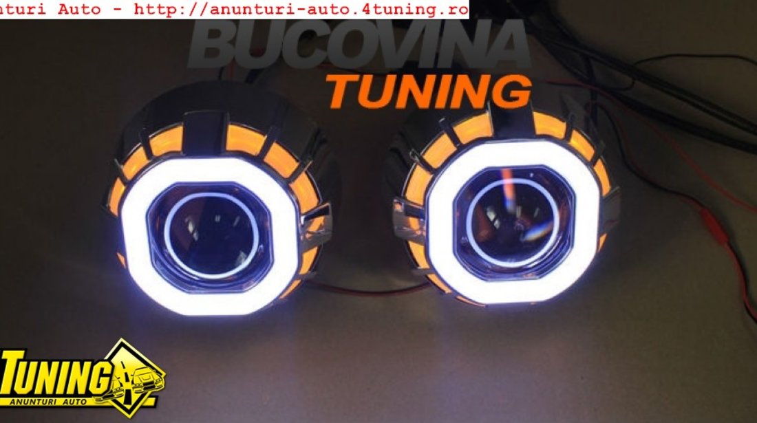 Lupe Bixenon patrate cu angel eyes LED - 400 lei setul